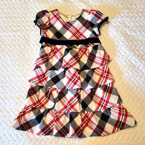 Toddler Girls Black & Red Plaid Holiday Dress